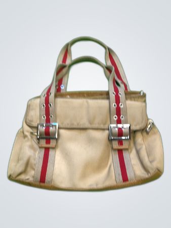 Tan Striped Small Handbag