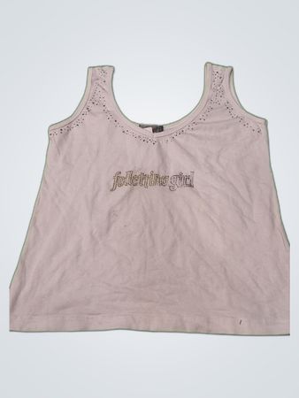 Feeling Girl White Rhinestone Tank Top