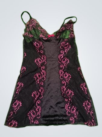 Obsessive Black Lace Trim Satin Camisole