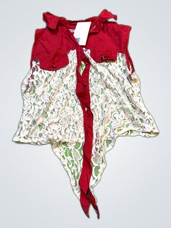 Red Lace Ruffle Blouse