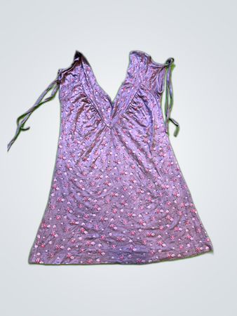 ASOS DESIGN Purple Floral V-Neck Mini Dress