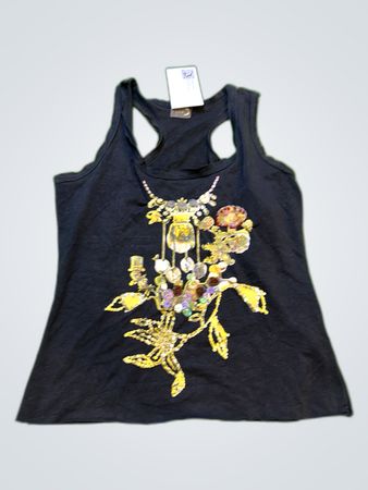 Mads Embellished Black Tank Top