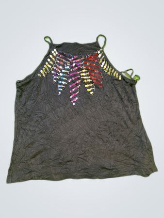 Black Sequined Tank Top