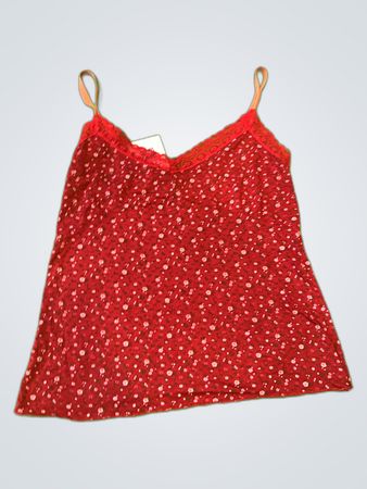 Red Floral Lace Trim Camisole