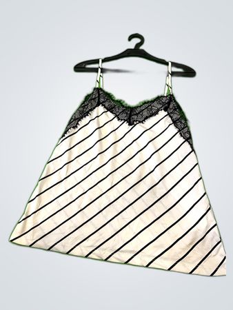 AMI Striped Lace Trim Camisole