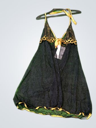 Black Lace Chemise with Gold Trim