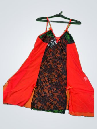 Red Lace and Mesh Chemise
