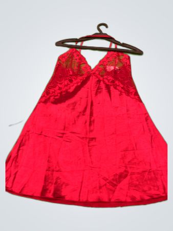 Red Lace Trim Slip Dress