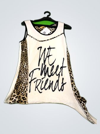 BIBA Sleeveless Top with Leopard Print Accents