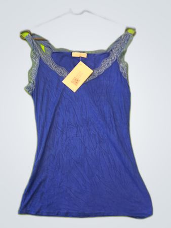 Blue Lace-Trimmed Top