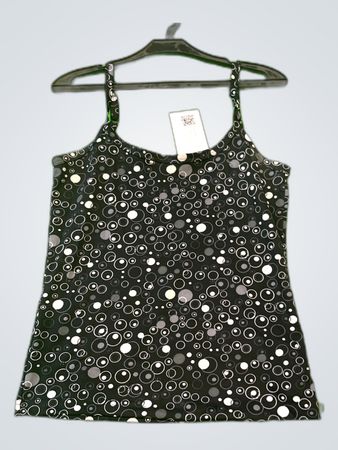 X-Mail Black Polka Dot Basic Tank Top