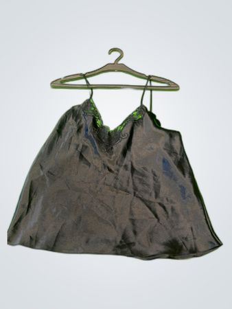 Black Lace Trim Satin Camisole
