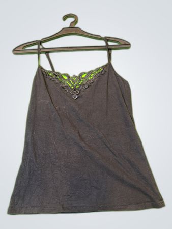 Black Lace Trim Tank Top