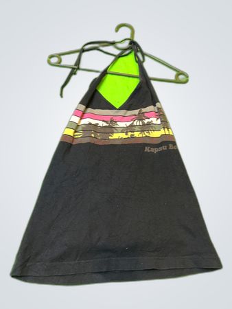 Black Halter Neck Top with Colorful Print