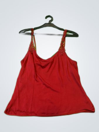 Red Lace Trim Camisole Top