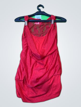 Red Lace Trim Camisole Top