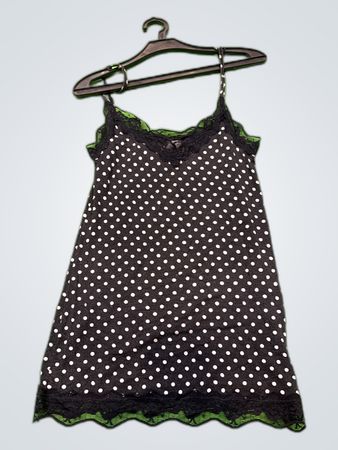 Unbranded Black Polka Dot Lace Trim Mini Dress
