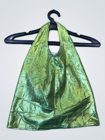 Green Metallic Halter Top