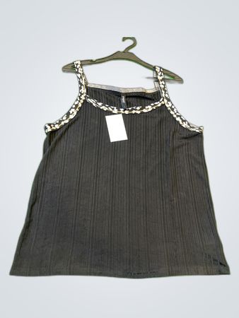 Black Tank Top with Floral Accents