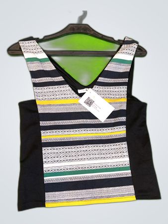 Cache Cache Striped V-Neck Tank Top