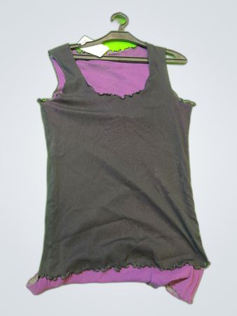 Unbranded Reversible Black and Purple Ruffled Tank Top