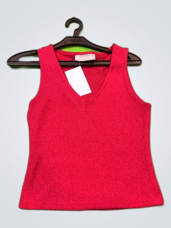 Los Angeles Collection Red Ribbed Tank Top