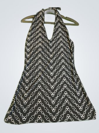 Zara Chain Print Halter Mini Dress