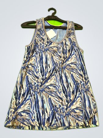 Mayline Blue Zigzag Print Sleeveless Tank Top