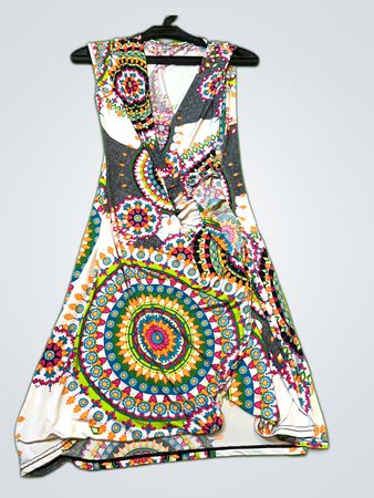 Multicolor Printed Wrap Mini Dress