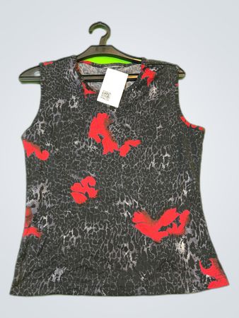 Blouse with Red Floral Pattern