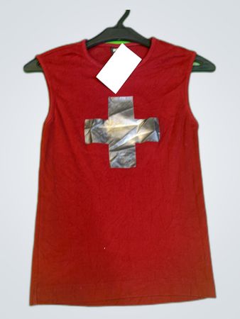 Red Graphic Cross Tank Top