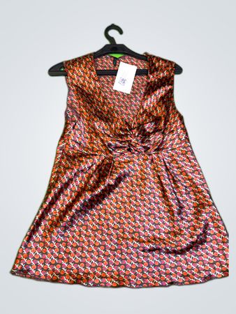 Printed Sleeveless Wrap Blouse