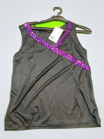 Mango Black Sequin Trim Tank Top