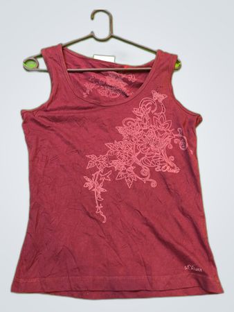 Maroon Floral Embroidered Tank Top