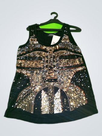 Amy by Vermont Black Sequined Tank Top