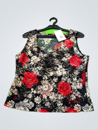 Black Lace Floral Camisole Top