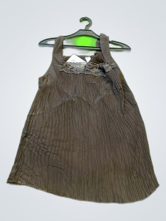 Unbranded Brown Pleated Sleeveless Mini Dress