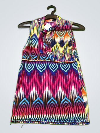 Unbranded Multicolor Geometric Print Sleeveless Mini Dress