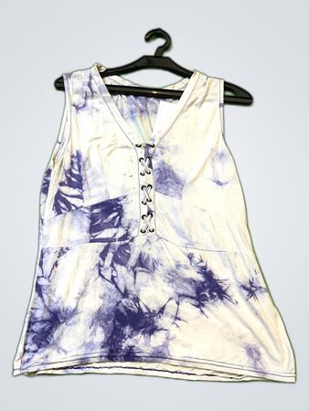 DVF Tie-Dye Lace-Up Sleeveless Blouse