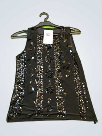 Black Sequined Sleeveless Top