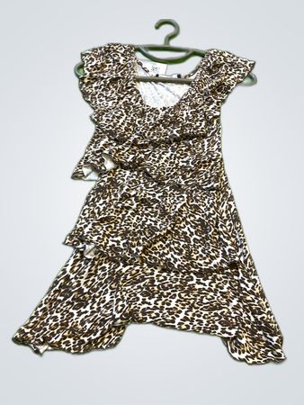Blind Date Leopard Print Ruffle Blouse