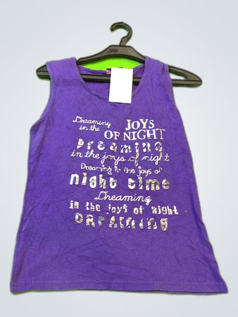 Purple Sleeveless Top with 'Dreaming in the Joys of Night' Print