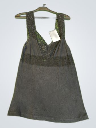 Black Lace Trim Tank Top