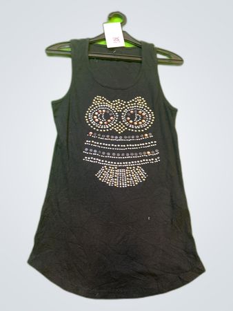 Unbranded Black Beaded Owl Tank Mini Dress