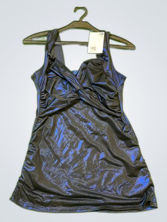 Pepe Jeans Navy Shimmer Wrap Mini Dress