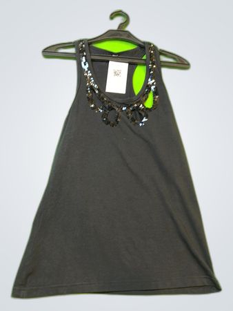 Black Sequined Strap Tank Top