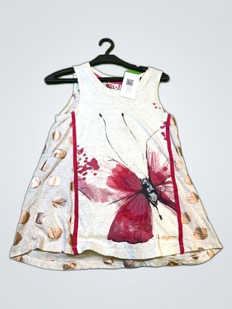 Girls Sleeveless Butterfly Print Mini Dress