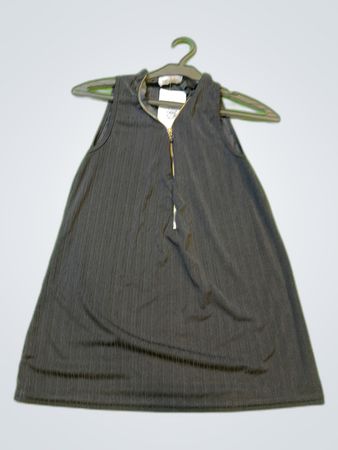 Camille de Paris Black Ribbed Zip-Up Tank Top