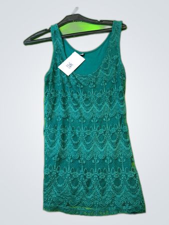 Green Lace Trim Tank Top