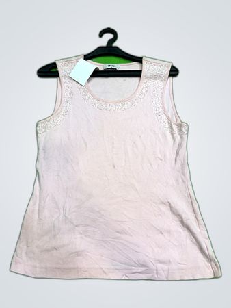 Pink Lace Trim Tank Top